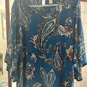 Paisley Print Women's Top - Blue